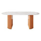 Oval Sintered Stone White Table Luxury Double Pedestal Table for Dining Room Orange Without Chairs Clearhalo ' dining_table' 'Dining Tables & Seating' 'Dining Tables' 'furn' 'furn_dining_table' 'Furniture' 'furniture_dining_table' 'Kitchen & Dining Furniture' 'kitchen&dining_furn' 'kitchen' 'kitchen_dining_table' 4571754