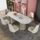 Oval Sintered Stone White Table Luxury Double Pedestal Table for Dining Room Clearhalo ' dining_table' 'Dining Tables & Seating' 'Dining Tables' 'furn' 'furn_dining_table' 'Furniture' 'furniture_dining_table' 'Kitchen & Dining Furniture' 'kitchen&dining_furn' 'kitchen' 'kitchen_dining_table' 4571756