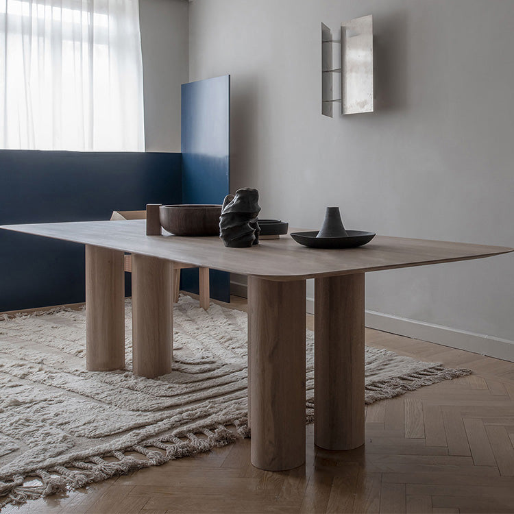 Rectangle Shape Casual Dining Table Solid Wood Fixed Table for Kitchen 78.7"L x 35.4"W x 29.5"H Without Chairs Clearhalo ' dining_table' 'Dining Tables & Seating' 'Dining Tables' 'furn' 'furn_dining_table' 'Furniture' 'furniture_dining_table' 'Kitchen & Dining Furniture' 'kitchen&dining_furn' 'kitchen' 'kitchen_dining_table' 4571765