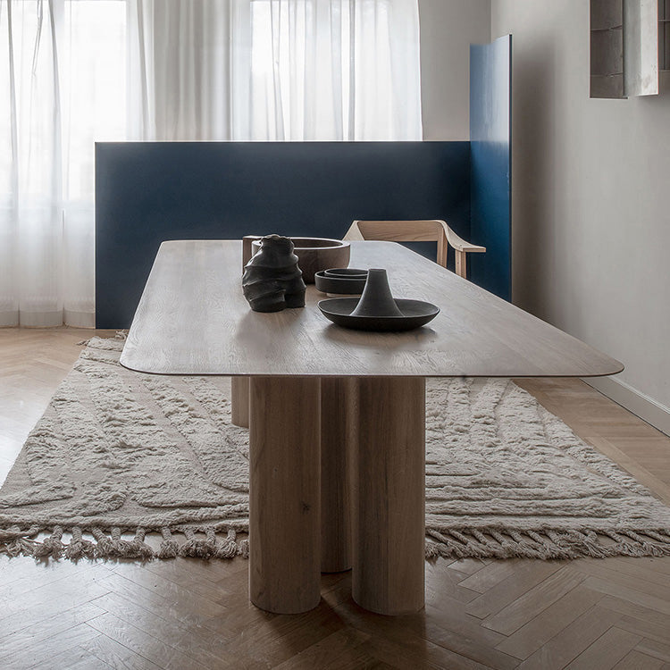 Rectangle Shape Casual Dining Table Solid Wood Fixed Table for Kitchen 86.6"L x 39.4"W x 29.5"H Without Chairs Clearhalo ' dining_table' 'Dining Tables & Seating' 'Dining Tables' 'furn' 'furn_dining_table' 'Furniture' 'furniture_dining_table' 'Kitchen & Dining Furniture' 'kitchen&dining_furn' 'kitchen' 'kitchen_dining_table' 4571766