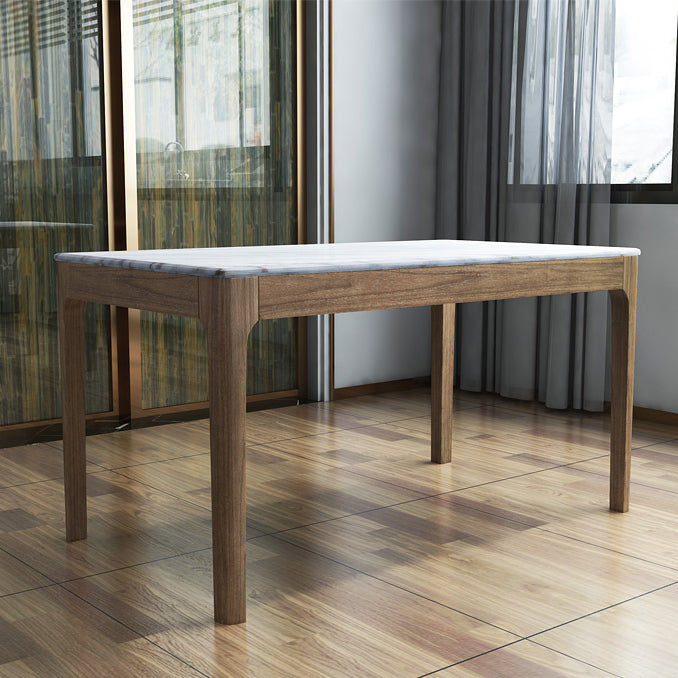 Rectangle Shape Mid-Century Dining Table Fixed Table with Marble Natural 47.2"L x 27.6"W x 29.5"H Without Chairs Clearhalo ' dining_table' 'Dining Tables & Seating' 'Dining Tables' 'furn' 'furn_dining_table' 'Furniture' 'furniture_dining_table' 'Kitchen & Dining Furniture' 'kitchen&dining_furn' 'kitchen' 'kitchen_dining_table' 4571783