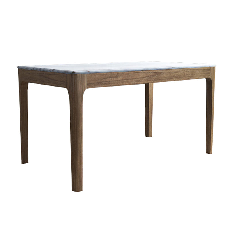 Rectangle Shape Mid-Century Dining Table Fixed Table with Marble Natural 59.1"L x 35.4"W x 29.5"H Without Chairs Clearhalo ' dining_table' 'Dining Tables & Seating' 'Dining Tables' 'furn' 'furn_dining_table' 'Furniture' 'furniture_dining_table' 'Kitchen & Dining Furniture' 'kitchen&dining_furn' 'kitchen' 'kitchen_dining_table' 4571784