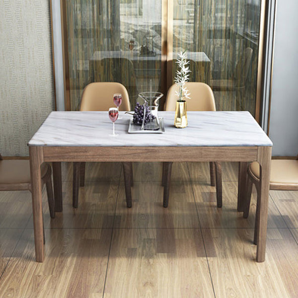 Rectangle Shape Mid-Century Dining Table Fixed Table with Marble Clearhalo ' dining_table' 'Dining Tables & Seating' 'Dining Tables' 'furn' 'furn_dining_table' 'Furniture' 'furniture_dining_table' 'Kitchen & Dining Furniture' 'kitchen&dining_furn' 'kitchen' 'kitchen_dining_table' 4571788
