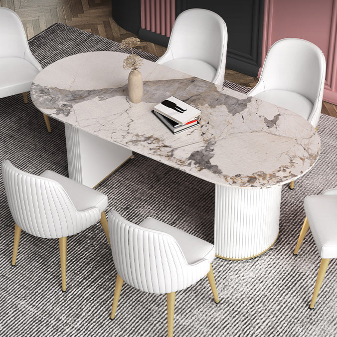 Metal Modern Oval Dining Table Sintered Stone Indoor Table for Dining Room and Kitchen Pandora Gold Without Chairs Clearhalo ' dining_table' 'Dining Tables & Seating' 'Dining Tables' 'furn' 'furn_dining_table' 'Furniture' 'furniture_dining_table' 'Kitchen & Dining Furniture' 'kitchen&dining_furn' 'kitchen' 'kitchen_dining_table' 4571794
