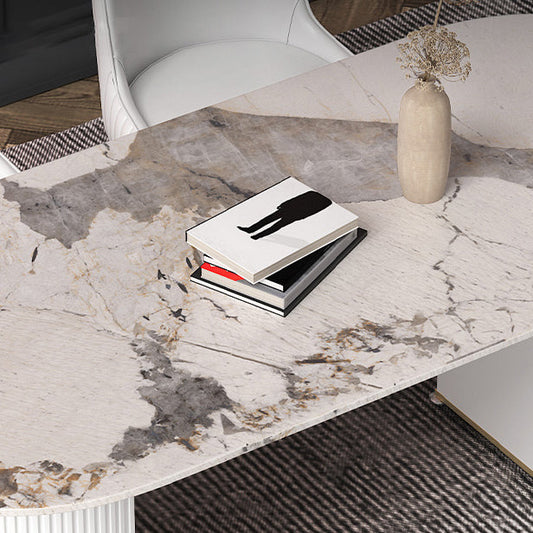 Metal Modern Oval Dining Table Sintered Stone Indoor Table for Dining Room and Kitchen Clearhalo ' dining_table' 'Dining Tables & Seating' 'Dining Tables' 'furn' 'furn_dining_table' 'Furniture' 'furniture_dining_table' 'Kitchen & Dining Furniture' 'kitchen&dining_furn' 'kitchen' 'kitchen_dining_table' 4571799