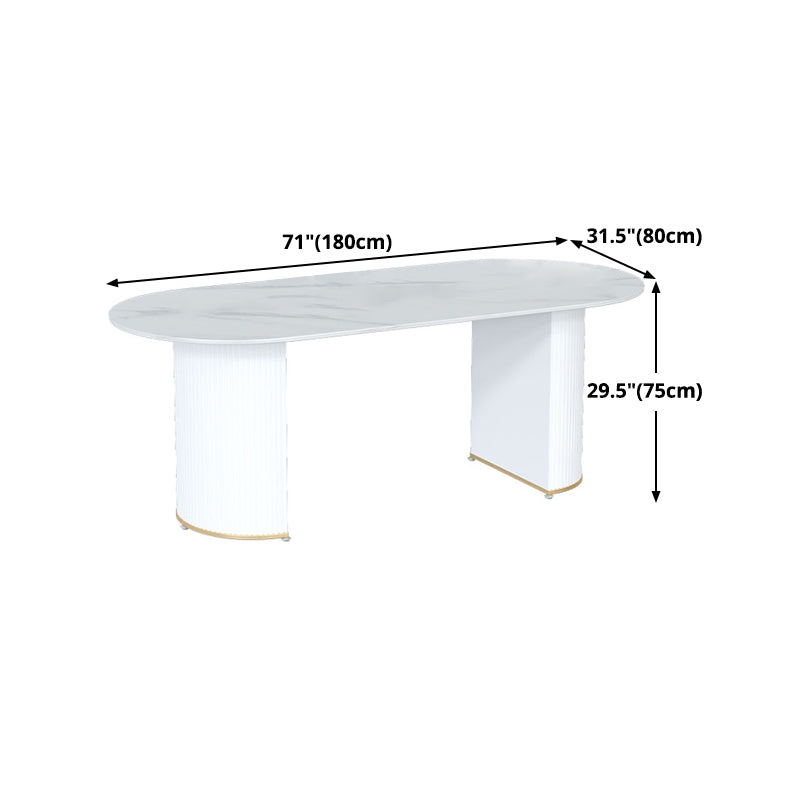 Metal Modern Oval Dining Table Sintered Stone Indoor Table for Dining Room and Kitchen Clearhalo ' dining_table' 'Dining Tables & Seating' 'Dining Tables' 'furn' 'furn_dining_table' 'Furniture' 'furniture_dining_table' 'Kitchen & Dining Furniture' 'kitchen&dining_furn' 'kitchen' 'kitchen_dining_table' 4571804