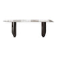 Modern Dining Table Stone Top Dining Table with Stainless Steel Double pedestal Base Black Without Chairs Clearhalo ' dining_table' 'Dining Tables & Seating' 'Dining Tables' 'furn' 'furn_dining_table' 'Furniture' 'furniture_dining_table' 'Kitchen & Dining Furniture' 'kitchen&dining_furn' 'kitchen' 'kitchen_dining_table' 4571810