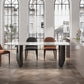 Modern Dining Table Stone Top Dining Table with Stainless Steel Double pedestal Base Clearhalo ' dining_table' 'Dining Tables & Seating' 'Dining Tables' 'furn' 'furn_dining_table' 'Furniture' 'furniture_dining_table' 'Kitchen & Dining Furniture' 'kitchen&dining_furn' 'kitchen' 'kitchen_dining_table' 4571815