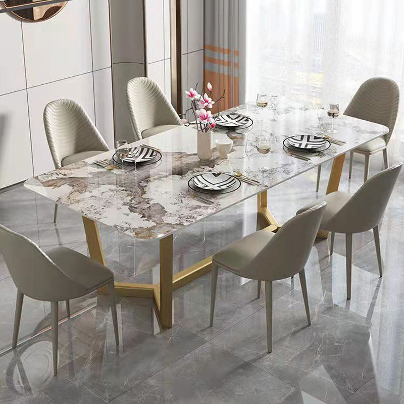 Traditional Luxury Furniture Stone Trestle Dining Room Collection for Kitchen Gold 70.9"L x 35.4"W x 29.5"H Without Chairs Clearhalo ' dining_table' 'Dining Tables & Seating' 'Dining Tables' 'furn' 'furn_dining_table' 'Furniture' 'furniture_dining_table' 'Kitchen & Dining Furniture' 'kitchen&dining_furn' 'kitchen' 'kitchen_dining_table' 4571859