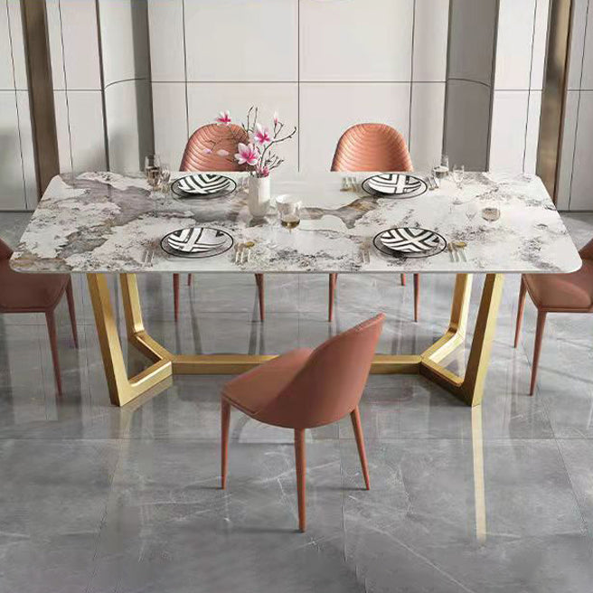 Traditional Luxury Furniture Stone Trestle Dining Room Collection for Kitchen Gold 51.2"L x 31.5"W x 29.5"H Without Chairs Clearhalo ' dining_table' 'Dining Tables & Seating' 'Dining Tables' 'furn' 'furn_dining_table' 'Furniture' 'furniture_dining_table' 'Kitchen & Dining Furniture' 'kitchen&dining_furn' 'kitchen' 'kitchen_dining_table' 4571860