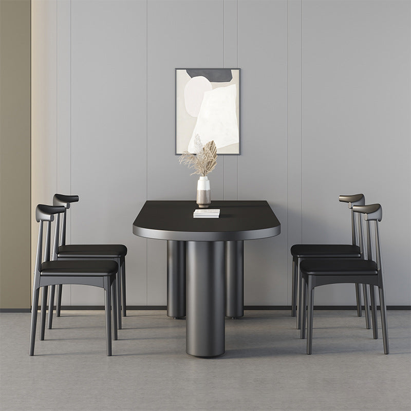 Free Form Solid Wood Indoor Table Restaurant Modern Wood Table with 3 Legs Black Without Chairs Clearhalo ' dining_table' 'Dining Tables & Seating' 'Dining Tables' 'furn' 'furn_dining_table' 'Furniture' 'furniture_dining_table' 'Kitchen & Dining Furniture' 'kitchen&dining_furn' 'kitchen' 'kitchen_dining_table' 4571878