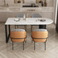 Free Form Dining Table Contemporary Table with Double Pedestal Base for Kitchen Stone 63"L x 27.6"W x 29.5"H Without Chairs Clearhalo ' dining_table' 'Dining Tables & Seating' 'Dining Tables' 'furn' 'furn_dining_table' 'Furniture' 'furniture_dining_table' 'Kitchen & Dining Furniture' 'kitchen&dining_furn' 'kitchen' 'kitchen_dining_table' 4571951