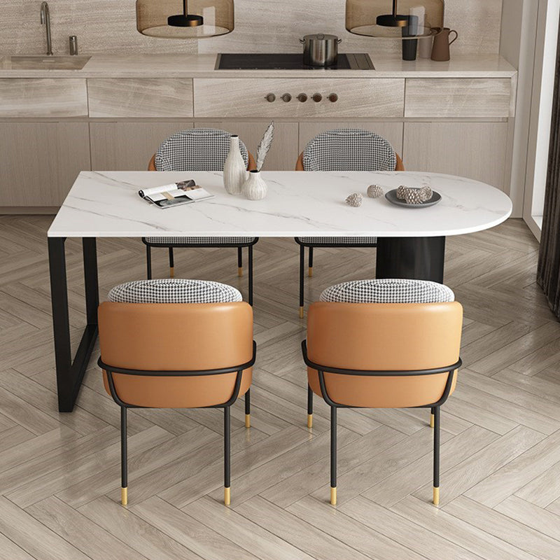 Free Form Dining Table Contemporary Table with Double Pedestal Base for Kitchen Stone 63"L x 27.6"W x 29.5"H Without Chairs Clearhalo ' dining_table' 'Dining Tables & Seating' 'Dining Tables' 'furn' 'furn_dining_table' 'Furniture' 'furniture_dining_table' 'Kitchen & Dining Furniture' 'kitchen&dining_furn' 'kitchen' 'kitchen_dining_table' 4571951