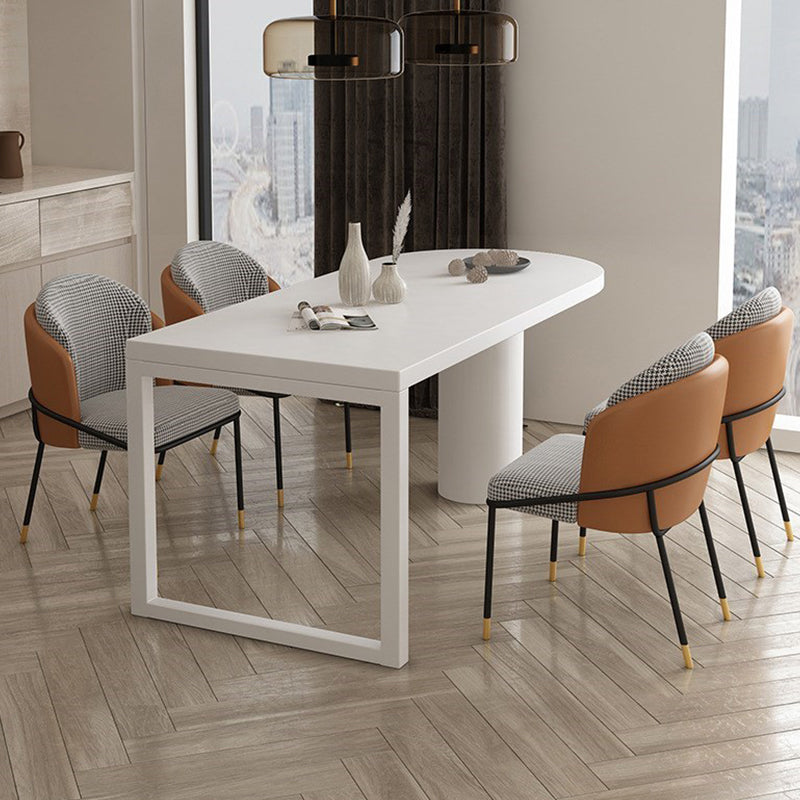 Free Form Dining Table Contemporary Table with Double Pedestal Base for Kitchen Wood 59.1"L x 27.6"W x 29.5"H Without Chairs Clearhalo ' dining_table' 'Dining Tables & Seating' 'Dining Tables' 'furn' 'furn_dining_table' 'Furniture' 'furniture_dining_table' 'Kitchen & Dining Furniture' 'kitchen&dining_furn' 'kitchen' 'kitchen_dining_table' 4571952