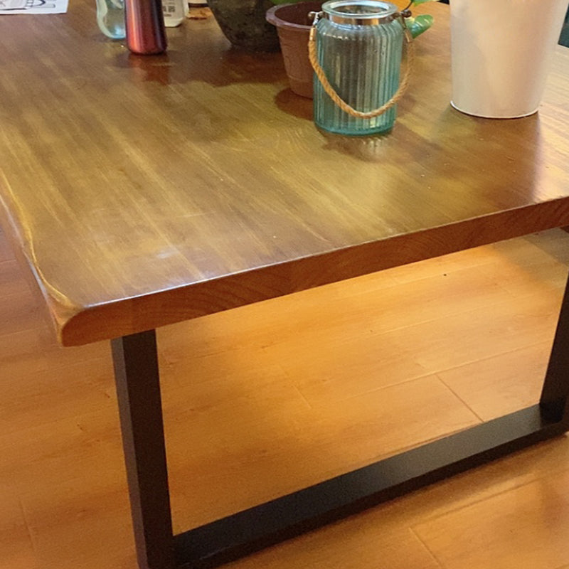 Rectangle Double Pedestal Industrial Dining Table Fixed Table of Solid Wood Clearhalo ' dining_table' 'Dining Tables & Seating' 'Dining Tables' 'furn' 'furn_dining_table' 'Furniture' 'furniture_dining_table' 'Kitchen & Dining Furniture' 'kitchen&dining_furn' 'kitchen' 'kitchen_dining_table' 4571970