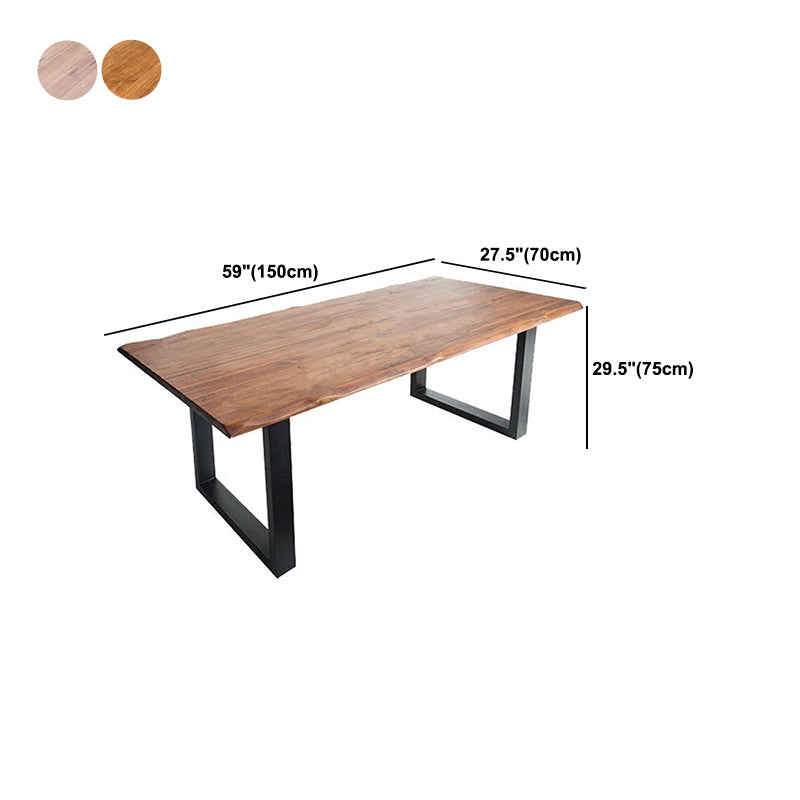 Rectangle Double Pedestal Industrial Dining Table Fixed Table of Solid Wood Clearhalo ' dining_table' 'Dining Tables & Seating' 'Dining Tables' 'furn' 'furn_dining_table' 'Furniture' 'furniture_dining_table' 'Kitchen & Dining Furniture' 'kitchen&dining_furn' 'kitchen' 'kitchen_dining_table' 4571977