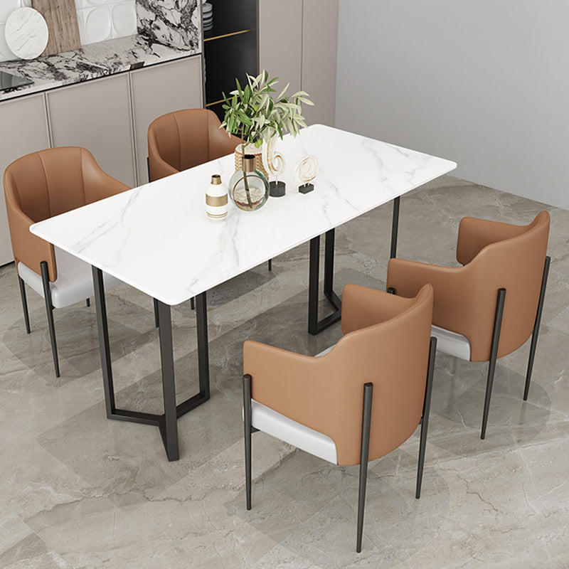 Sintered Stone Dining Table Traditional Luxury Gold Frame Table for Home White Black Clearhalo ' dining_table' 'Dining Tables & Seating' 'Dining Tables' 'furn' 'furn_dining_table' 'Furniture' 'furniture_dining_table' 'Kitchen & Dining Furniture' 'kitchen&dining_furn' 'kitchen' 'kitchen_dining_table' 4571985
