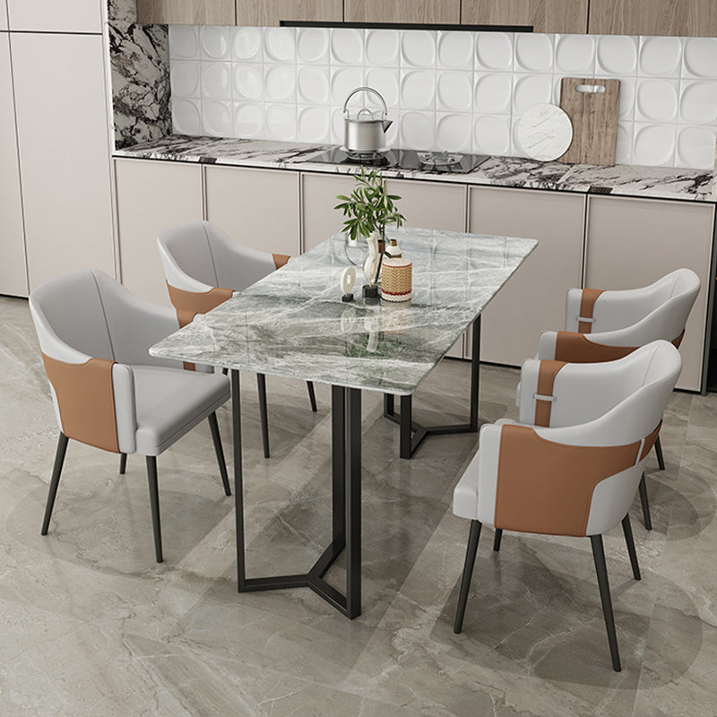 Sintered Stone Dining Table Traditional Luxury Gold Frame Table for Home Gray Black Clearhalo ' dining_table' 'Dining Tables & Seating' 'Dining Tables' 'furn' 'furn_dining_table' 'Furniture' 'furniture_dining_table' 'Kitchen & Dining Furniture' 'kitchen&dining_furn' 'kitchen' 'kitchen_dining_table' 4571986