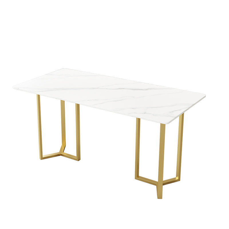 Sintered Stone Dining Table Traditional Luxury Gold Frame Table for Home White Gold Clearhalo ' dining_table' 'Dining Tables & Seating' 'Dining Tables' 'furn' 'furn_dining_table' 'Furniture' 'furniture_dining_table' 'Kitchen & Dining Furniture' 'kitchen&dining_furn' 'kitchen' 'kitchen_dining_table' 4571987