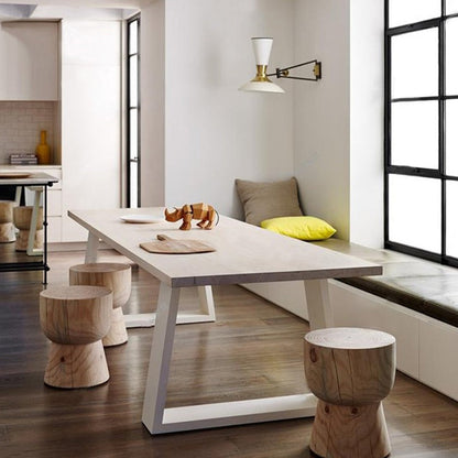 Rectangle Luxury Style Dining Table Solid Wood Fixed Table for Restaurant White Without Chairs Clearhalo ' dining_table' 'Dining Tables & Seating' 'Dining Tables' 'furn' 'furn_dining_table' 'Furniture' 'furniture_dining_table' 'Kitchen & Dining Furniture' 'kitchen&dining_furn' 'kitchen' 'kitchen_dining_table' 4571998