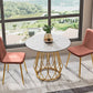Round Sintered Stone Dining Table Traditional Luxury Dining Table for Dining Room White-Gold 31.5"L x 31.5"W x 29.5"H Without Chairs Clearhalo ' dining_table' 'Dining Tables & Seating' 'Dining Tables' 'furn' 'furn_dining_table' 'Furniture' 'furniture_dining_table' 'Kitchen & Dining Furniture' 'kitchen&dining_furn' 'kitchen' 'kitchen_dining_table' 4572015