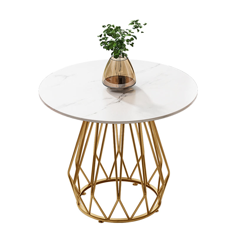 Round Sintered Stone Dining Table Traditional Luxury Dining Table for Dining Room White-Gold Without Chairs Clearhalo ' dining_table' 'Dining Tables & Seating' 'Dining Tables' 'furn' 'furn_dining_table' 'Furniture' 'furniture_dining_table' 'Kitchen & Dining Furniture' 'kitchen&dining_furn' 'kitchen' 'kitchen_dining_table' 4572022