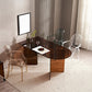 Glass Contemporary Free Form Dining Table Clear Glass Top Table for Dining Room Brown 47.2"L x 27.6"W x 29.5"H Without Chairs Clearhalo ' dining_table' 'Dining Tables & Seating' 'Dining Tables' 'furn' 'furn_dining_table' 'Furniture' 'furniture_dining_table' 'Kitchen & Dining Furniture' 'kitchen&dining_furn' 'kitchen' 'kitchen_dining_table' 4572032
