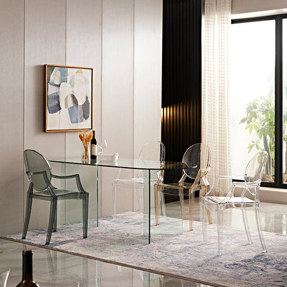 Glass Contemporary Free Form Dining Table Clear Glass Top Table for Dining Room Clear Without Chairs Clearhalo ' dining_table' 'Dining Tables & Seating' 'Dining Tables' 'furn' 'furn_dining_table' 'Furniture' 'furniture_dining_table' 'Kitchen & Dining Furniture' 'kitchen&dining_furn' 'kitchen' 'kitchen_dining_table' 4572034