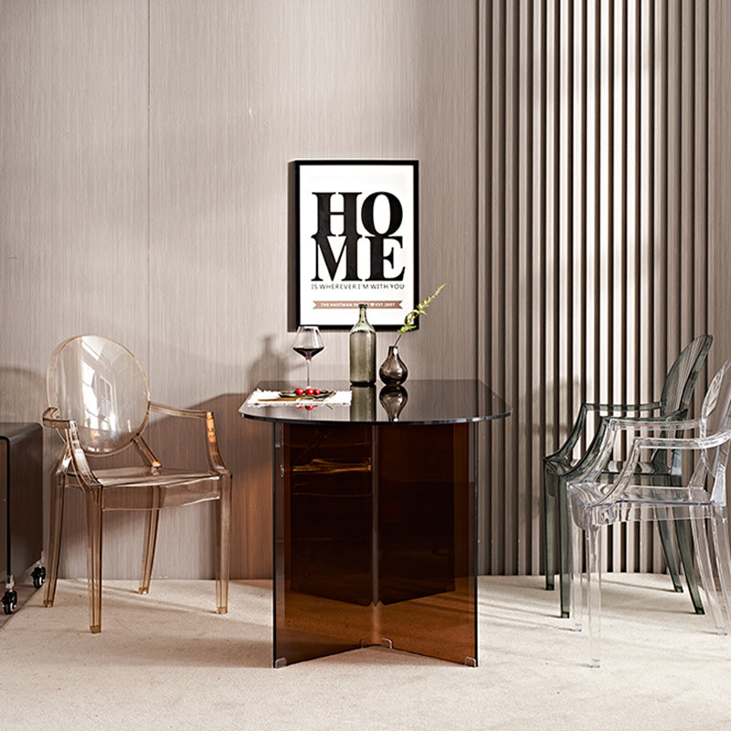 Glass Contemporary Free Form Dining Table Clear Glass Top Table for Dining Room Clearhalo ' dining_table' 'Dining Tables & Seating' 'Dining Tables' 'furn' 'furn_dining_table' 'Furniture' 'furniture_dining_table' 'Kitchen & Dining Furniture' 'kitchen&dining_furn' 'kitchen' 'kitchen_dining_table' 4572038