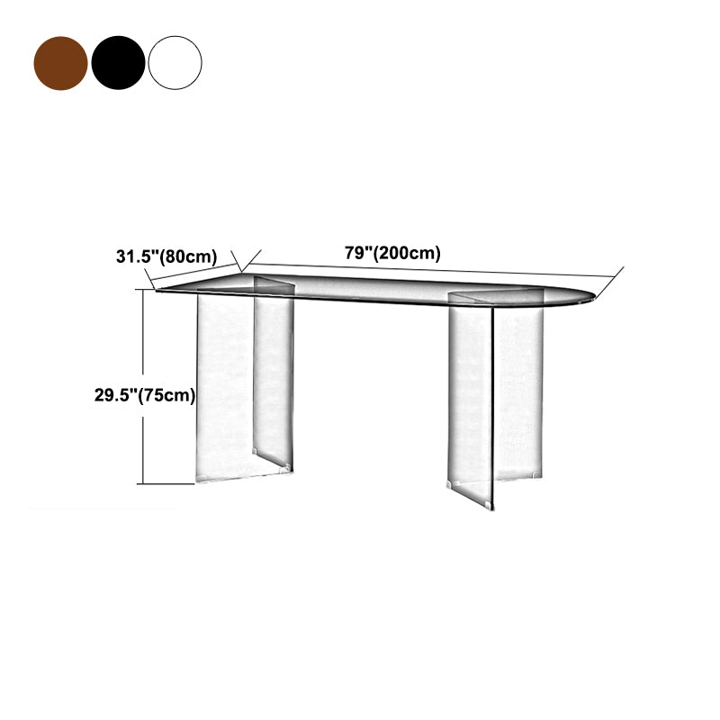 Glass Contemporary Free Form Dining Table Clear Glass Top Table for Dining Room Clearhalo ' dining_table' 'Dining Tables & Seating' 'Dining Tables' 'furn' 'furn_dining_table' 'Furniture' 'furniture_dining_table' 'Kitchen & Dining Furniture' 'kitchen&dining_furn' 'kitchen' 'kitchen_dining_table' 4572043
