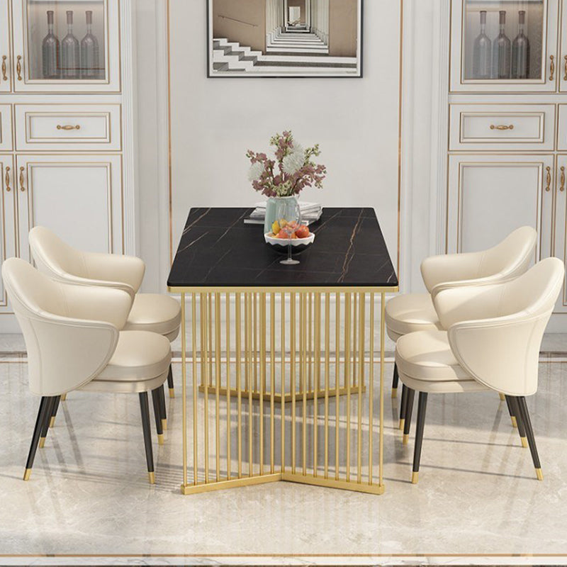 Rectangle Dining Table Traditional Luxury Dining Table with Double Pedestal Base Black Gold Clearhalo ' dining_table' 'Dining Tables & Seating' 'Dining Tables' 'furn' 'furn_dining_table' 'Furniture' 'furniture_dining_table' 'Kitchen & Dining Furniture' 'kitchen&dining_furn' 'kitchen' 'kitchen_dining_table' 4572078