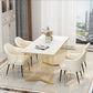 Rectangle Dining Table Traditional Luxury Dining Table with Double Pedestal Base White Gold 51.2"L x 27.6"W x 29.5"H Clearhalo ' dining_table' 'Dining Tables & Seating' 'Dining Tables' 'furn' 'furn_dining_table' 'Furniture' 'furniture_dining_table' 'Kitchen & Dining Furniture' 'kitchen&dining_furn' 'kitchen' 'kitchen_dining_table' 4572080