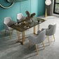 Rectangle Glass Dining Table Modern Style Dining Table with Gold Frame Black 70.9"L x 35.4"W x 29.5"H Without Chairs Clearhalo ' dining_table' 'Dining Tables & Seating' 'Dining Tables' 'furn' 'furn_dining_table' 'Furniture' 'furniture_dining_table' 'Kitchen & Dining Furniture' 'kitchen&dining_furn' 'kitchen' 'kitchen_dining_table' 4572108