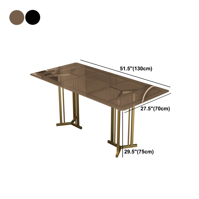 Rectangle Glass Dining Table Modern Style Dining Table with Gold Frame Clearhalo ' dining_table' 'Dining Tables & Seating' 'Dining Tables' 'furn' 'furn_dining_table' 'Furniture' 'furniture_dining_table' 'Kitchen & Dining Furniture' 'kitchen&dining_furn' 'kitchen' 'kitchen_dining_table' 4572115