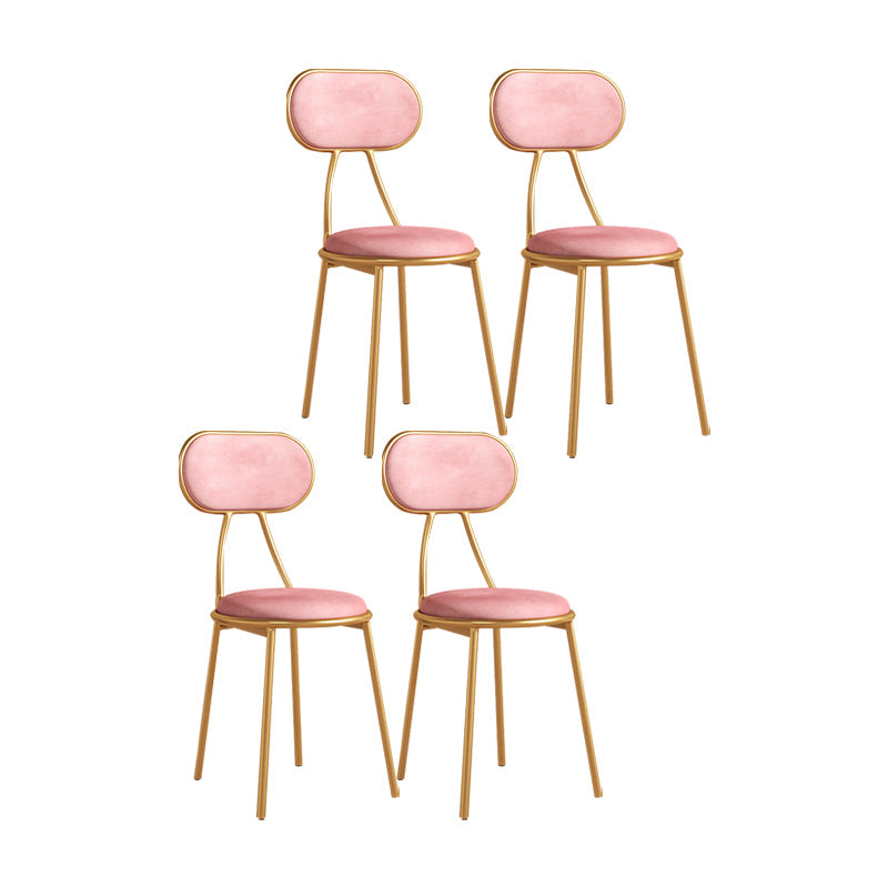 Nordic Style Stacking Open Back Side Chairs Dining Fabric Side Chair Pink 4 Piece Set Clearhalo ' kitchen&dining_furn' 'Dining Chairs' 'Dining Tables & Seating' 'dining_chair' 'furn' 'furn_dining_chair' 'Furniture' 'furniture_dining_chair' 'Kitchen & Dining Furniture' 'kitchen' 4572125