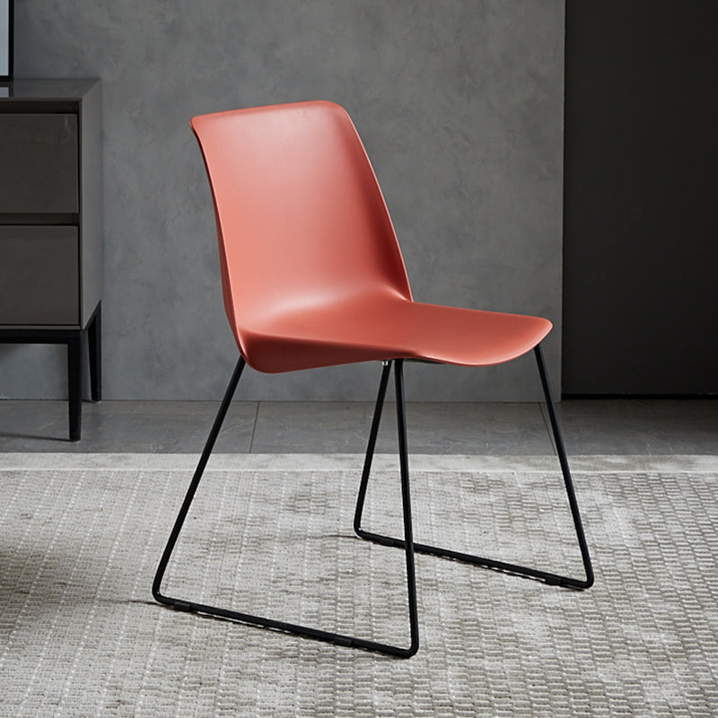 Contemporary Style Chair Dining Armless Side Chair with Metal Legs Red 1 Piece Clearhalo ' kitchen&dining_furn' 'Dining Chairs' 'Dining Tables & Seating' 'dining_chair' 'Furniture' 'furniture_dining_chair' 'Kitchen & Dining Furniture' 'kitchen' 4572164