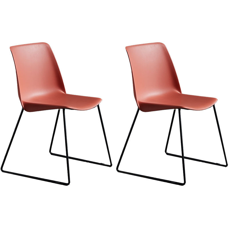 Contemporary Style Chair Dining Armless Side Chair with Metal Legs Red Set of 2 Clearhalo ' kitchen&dining_furn' 'Dining Chairs' 'Dining Tables & Seating' 'dining_chair' 'Furniture' 'furniture_dining_chair' 'Kitchen & Dining Furniture' 'kitchen' 4572166