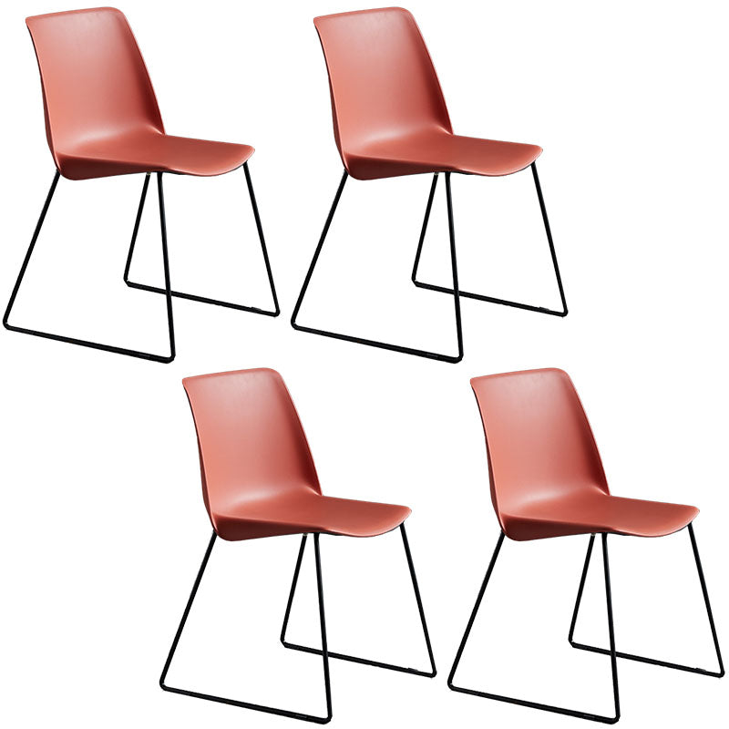Contemporary Style Chair Dining Armless Side Chair with Metal Legs Red Set of 4 Clearhalo ' kitchen&dining_furn' 'Dining Chairs' 'Dining Tables & Seating' 'dining_chair' 'Furniture' 'furniture_dining_chair' 'Kitchen & Dining Furniture' 'kitchen' 4572168