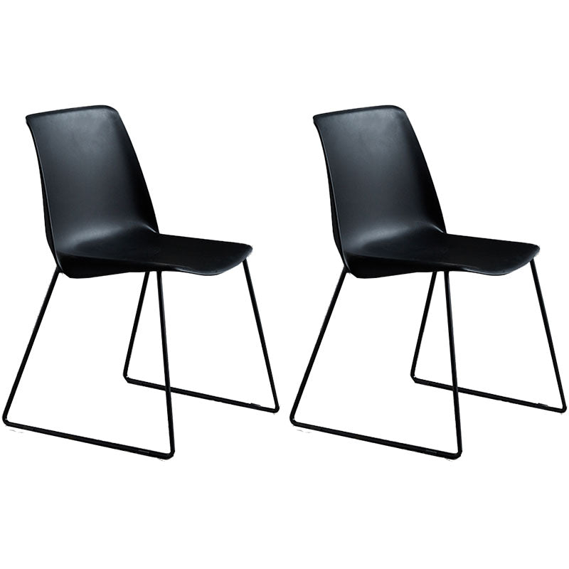 Contemporary Style Chair Dining Armless Side Chair with Metal Legs Black Set of 2 Clearhalo ' kitchen&dining_furn' 'Dining Chairs' 'Dining Tables & Seating' 'dining_chair' 'Furniture' 'furniture_dining_chair' 'Kitchen & Dining Furniture' 'kitchen' 4572170