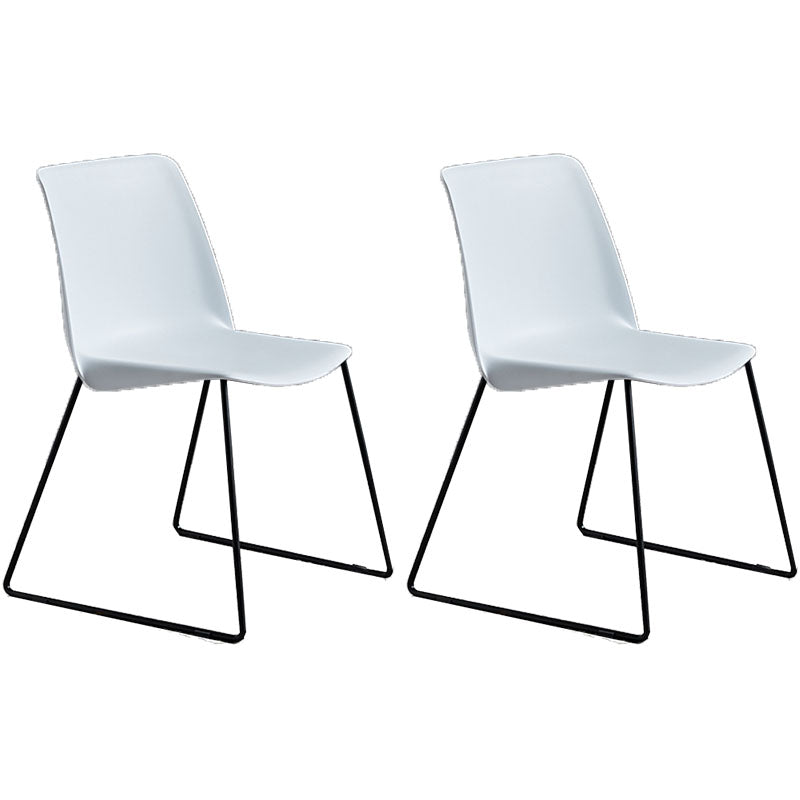 Contemporary Style Chair Dining Armless Side Chair with Metal Legs White Set of 2 Clearhalo ' kitchen&dining_furn' 'Dining Chairs' 'Dining Tables & Seating' 'dining_chair' 'Furniture' 'furniture_dining_chair' 'Kitchen & Dining Furniture' 'kitchen' 4572173