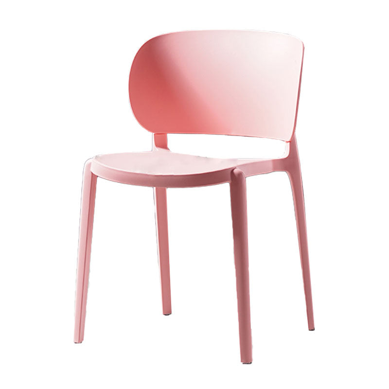 Contemporary Open Back Chairs Dining Armless Side Chairs with Plastic Legs Pink 1 Piece Clearhalo ' kitchen&dining_furn' 'Dining Chairs' 'Dining Tables & Seating' 'dining_chair' 'furn' 'furn_dining_chair' 'Furniture' 'furniture_dining_chair' 'Kitchen & Dining Furniture' 'kitchen' 4572177
