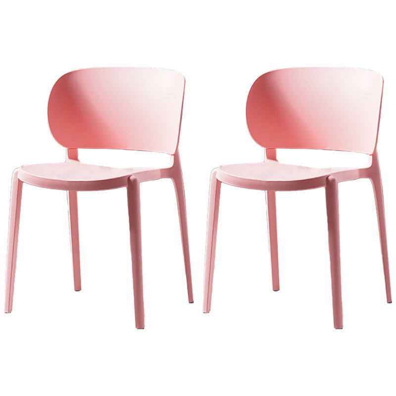 Contemporary Open Back Chairs Dining Armless Side Chairs with Plastic Legs Pink 2 Piece Set Clearhalo ' kitchen&dining_furn' 'Dining Chairs' 'Dining Tables & Seating' 'dining_chair' 'furn' 'furn_dining_chair' 'Furniture' 'furniture_dining_chair' 'Kitchen & Dining Furniture' 'kitchen' 4572179