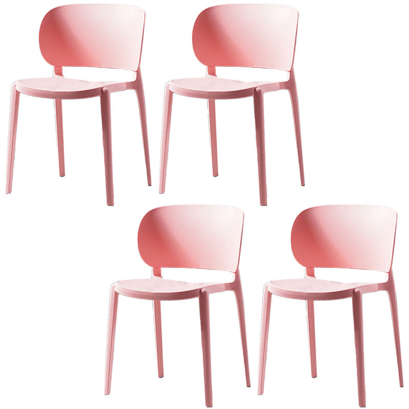 Contemporary Open Back Chairs Dining Armless Side Chairs with Plastic Legs Pink 4 Piece Set Clearhalo ' kitchen&dining_furn' 'Dining Chairs' 'Dining Tables & Seating' 'dining_chair' 'furn' 'furn_dining_chair' 'Furniture' 'furniture_dining_chair' 'Kitchen & Dining Furniture' 'kitchen' 4572180