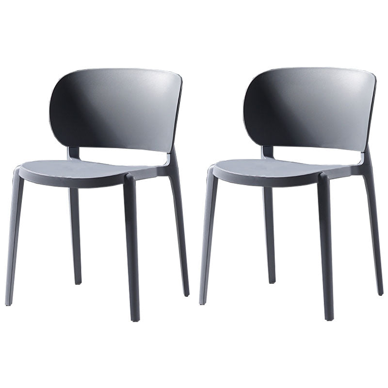 Contemporary Open Back Chairs Dining Armless Side Chairs with Plastic Legs Grey 2 Piece Set Clearhalo ' kitchen&dining_furn' 'Dining Chairs' 'Dining Tables & Seating' 'dining_chair' 'furn' 'furn_dining_chair' 'Furniture' 'furniture_dining_chair' 'Kitchen & Dining Furniture' 'kitchen' 4572184
