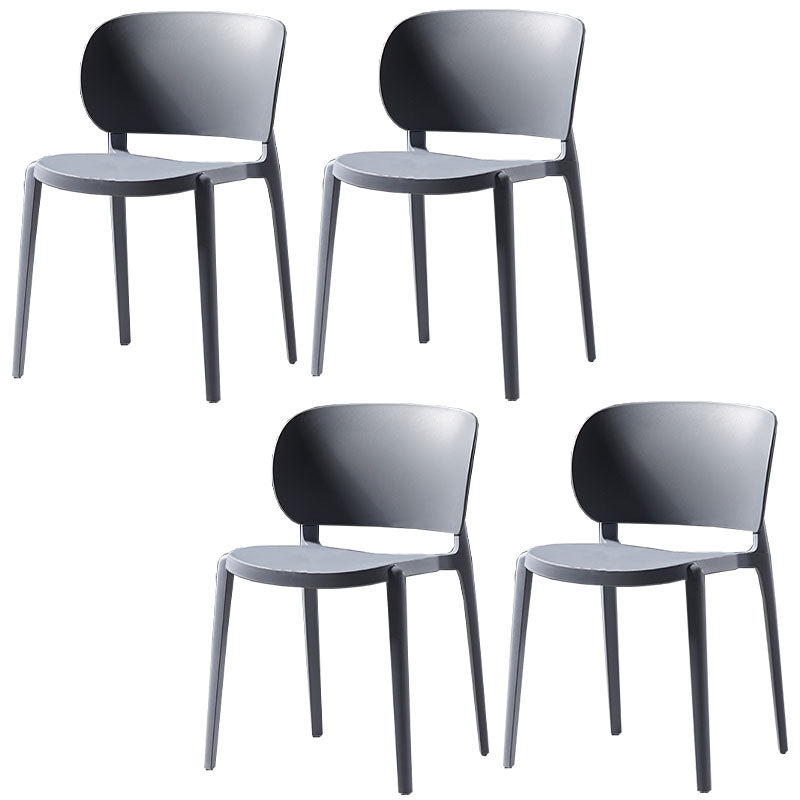 Contemporary Open Back Chairs Dining Armless Side Chairs with Plastic Legs Grey 4 Piece Set Clearhalo ' kitchen&dining_furn' 'Dining Chairs' 'Dining Tables & Seating' 'dining_chair' 'furn' 'furn_dining_chair' 'Furniture' 'furniture_dining_chair' 'Kitchen & Dining Furniture' 'kitchen' 4572186