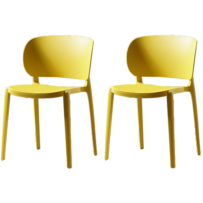 Contemporary Open Back Chairs Dining Armless Side Chairs with Plastic Legs Yellow 2 Piece Set Clearhalo ' kitchen&dining_furn' 'Dining Chairs' 'Dining Tables & Seating' 'dining_chair' 'furn' 'furn_dining_chair' 'Furniture' 'furniture_dining_chair' 'Kitchen & Dining Furniture' 'kitchen' 4572190