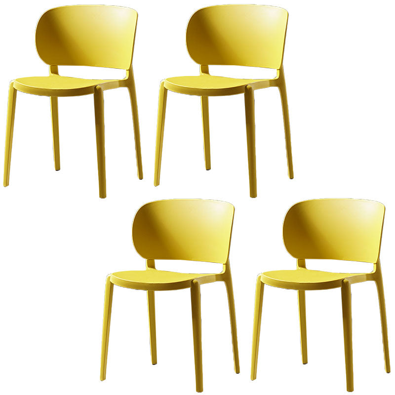 Contemporary Open Back Chairs Dining Armless Side Chairs with Plastic Legs Yellow 4 Piece Set Clearhalo ' kitchen&dining_furn' 'Dining Chairs' 'Dining Tables & Seating' 'dining_chair' 'furn' 'furn_dining_chair' 'Furniture' 'furniture_dining_chair' 'Kitchen & Dining Furniture' 'kitchen' 4572192