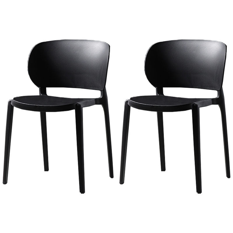 Contemporary Open Back Chairs Dining Armless Side Chairs with Plastic Legs Black 2 Piece Set Clearhalo ' kitchen&dining_furn' 'Dining Chairs' 'Dining Tables & Seating' 'dining_chair' 'furn' 'furn_dining_chair' 'Furniture' 'furniture_dining_chair' 'Kitchen & Dining Furniture' 'kitchen' 4572197