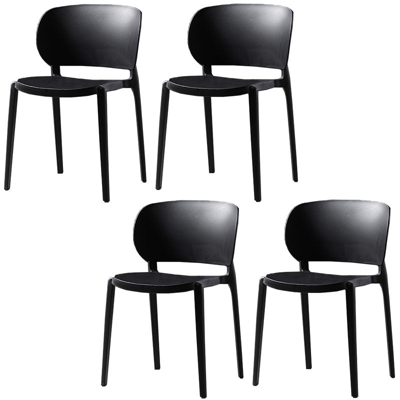 Contemporary Open Back Chairs Dining Armless Side Chairs with Plastic Legs Black 4 Piece Set Clearhalo ' kitchen&dining_furn' 'Dining Chairs' 'Dining Tables & Seating' 'dining_chair' 'furn' 'furn_dining_chair' 'Furniture' 'furniture_dining_chair' 'Kitchen & Dining Furniture' 'kitchen' 4572198