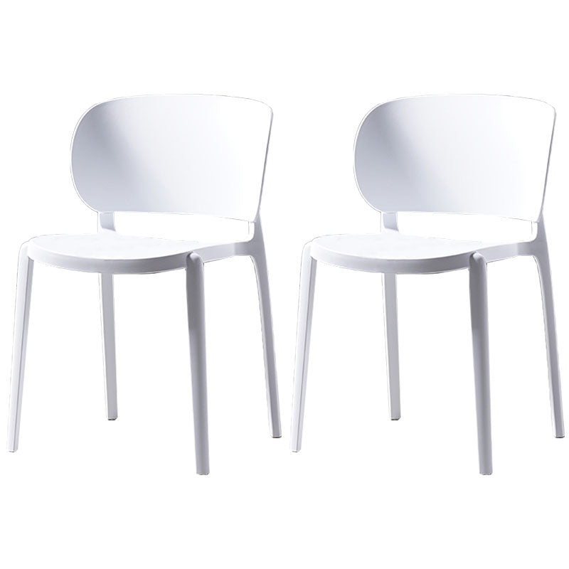 Contemporary Open Back Chairs Dining Armless Side Chairs with Plastic Legs White 2 Piece Set Clearhalo ' kitchen&dining_furn' 'Dining Chairs' 'Dining Tables & Seating' 'dining_chair' 'furn' 'furn_dining_chair' 'Furniture' 'furniture_dining_chair' 'Kitchen & Dining Furniture' 'kitchen' 4572200